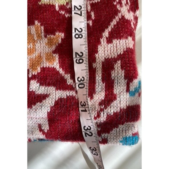 Jacquard Du Monde Sz L Knit Wool Blend Jacket Fleece Liner Floral Made in France - Picture 9 of 13